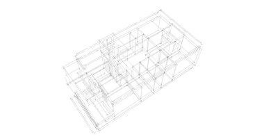 Arkaplanda mimari bina 3d illüstrasyon