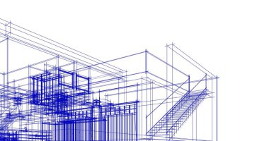 Mimari sanat konseptinde soyut çizgiler, minimum geometrik şekiller. 