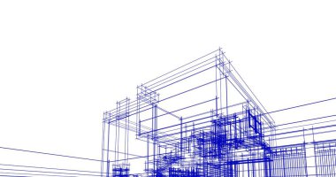 Mimari sanat konseptinde soyut çizgiler, minimum geometrik şekiller. 