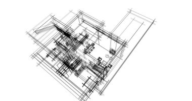 Mimari sanat konseptinde soyut çizgiler, minimum geometrik şekiller. 