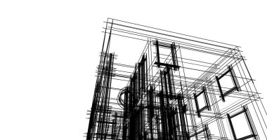 Mimari sanat konseptinde soyut çizgiler, minimum geometrik şekiller. 