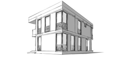 Arkaplanda mimari bina 3d illüstrasyon