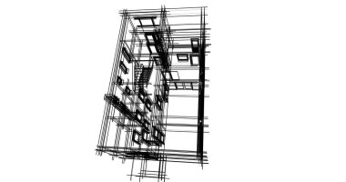Mimari sanat konseptinde soyut çizgiler, minimum geometrik şekiller. 