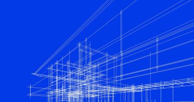 Mimari sanat konseptinde soyut çizgiler, minimum geometrik şekiller. 