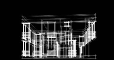 Mimari sanat konseptinde soyut çizgiler, minimum geometrik şekiller. 