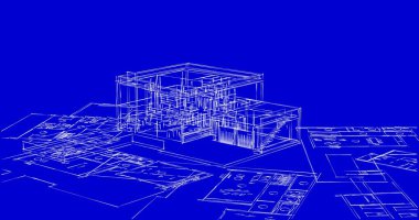 Mimari sanat konseptinde soyut çizgiler, minimum geometrik şekiller. 