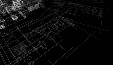 Mimari sanat konseptinde soyut çizgiler, minimum geometrik şekiller. 