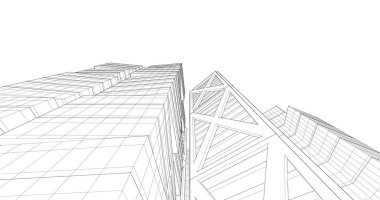 Arkaplanda mimari bina 3d illüstrasyon