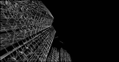 Mimari sanat konseptinde soyut çizgiler, minimum geometrik şekiller. 