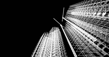 Mimari sanat konseptinde soyut çizgiler, minimum geometrik şekiller. 