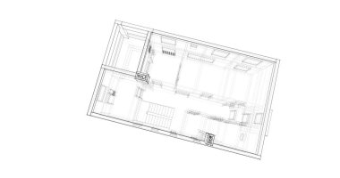 Mimari sanat konseptinde soyut çizgiler, minimum geometrik şekiller. 