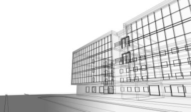 Mimari sanat konseptinde soyut çizgiler, minimum geometrik şekiller. 