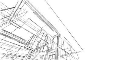 Mimari sanat konseptinde soyut çizgiler, minimum geometrik şekiller. 