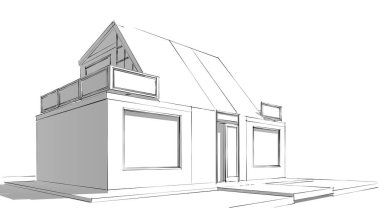 Arkaplanda mimari bina 3d illüstrasyon