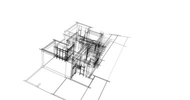 Mimari sanat konseptinde soyut çizgiler, minimum geometrik şekiller. 