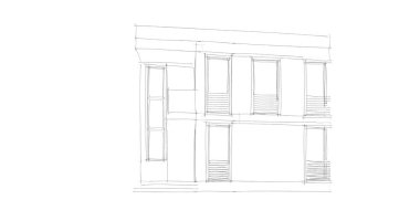 Arkaplanda mimari bina 3d illüstrasyon