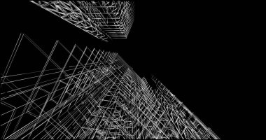 Mimari sanat konseptinde soyut çizgiler, minimum geometrik şekiller. 