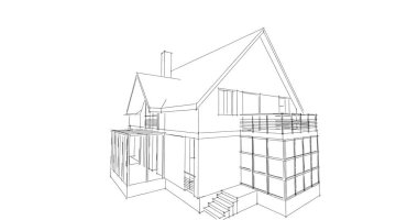 Mimari sanat konseptinde soyut çizgiler, minimum geometrik şekiller. 