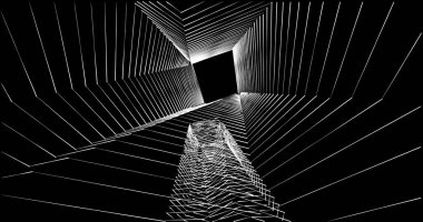 Mimari sanat konseptinde soyut çizgiler, minimum geometrik şekiller. 