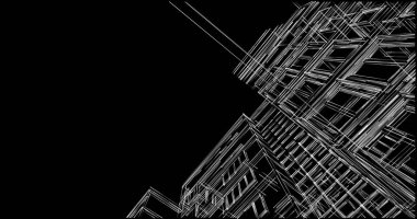 Mimari sanat konseptinde soyut çizgiler, minimum geometrik şekiller. 