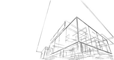 Mimari sanat konseptinde soyut çizgiler, minimum geometrik şekiller. 