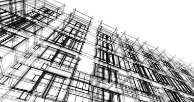 Mimari sanat konseptinde soyut çizgiler, minimum geometrik şekiller. 