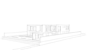 Mimari sanat konseptinde soyut çizgiler, minimum geometrik şekiller. 