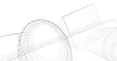 Mimari sanat konseptinde soyut çizgiler, minimum geometrik şekiller. 