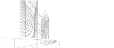 Mimari sanat konseptinde soyut çizgiler, minimum geometrik şekiller. 