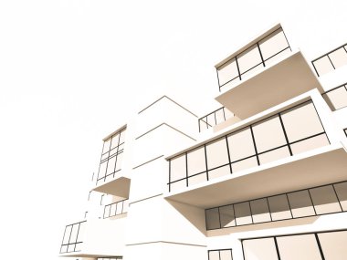 Arkaplanda mimari bina 3d illüstrasyon