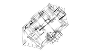 Arkaplanda mimari bina 3d illüstrasyon