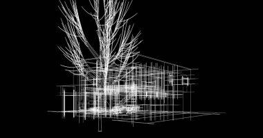 soyut mimari duvar kağıdı tasarımı, dijital konsept arkaplan
