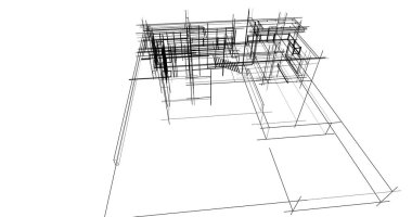 Mimari sanat konseptinde soyut çizgiler, minimum geometrik şekiller. 