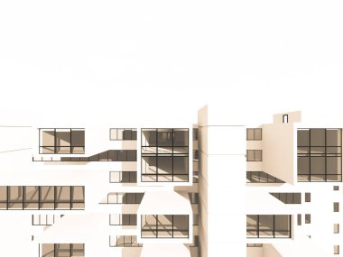 Arkaplanda mimari bina 3d illüstrasyon