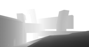 Mimari sanat konseptinde soyut çizgiler, minimum geometrik şekiller. 