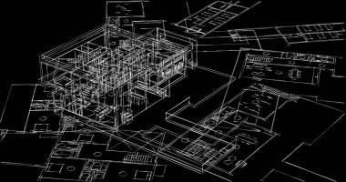 Mimari sanat konseptinde soyut çizgiler, minimum geometrik şekiller. 