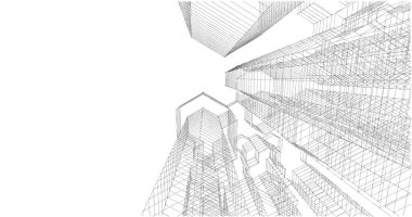 Arkaplanda mimari bina 3d illüstrasyon