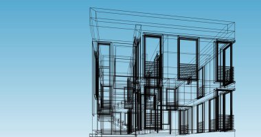 Mimari sanat konseptinde soyut çizgiler, minimum geometrik şekiller. 