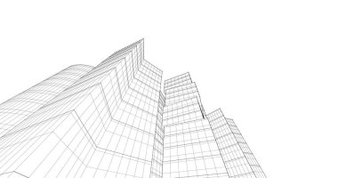 Arkaplanda mimari bina 3d illüstrasyon