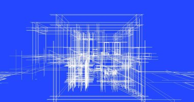 Mimari sanat konseptinde soyut çizgiler, minimum geometrik şekiller. 