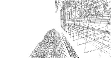 Mimari sanat konseptinde soyut çizgiler, minimum geometrik şekiller. 