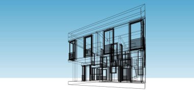 Mimari sanat konseptinde soyut çizgiler, minimum geometrik şekiller. 