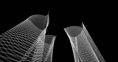 soyut mimari duvar kağıdı tasarımı, dijital konsept arkaplan