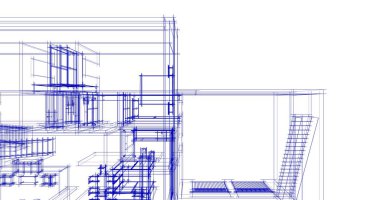 Mimari sanat konseptinde soyut çizgiler, minimum geometrik şekiller. 