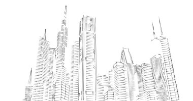 Arkaplanda mimari bina 3d illüstrasyon