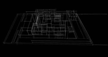 Arkaplanda mimari bina 3d illüstrasyon