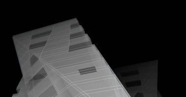 Mimari sanat konseptinde soyut çizgiler, minimum geometrik şekiller. 