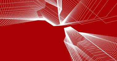 Mimari sanat konseptinde soyut çizgiler, minimum geometrik şekiller. 