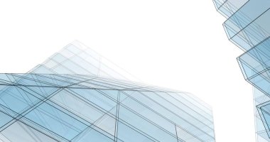 Mimari sanat konseptinde soyut çizgiler, minimum geometrik şekiller. 