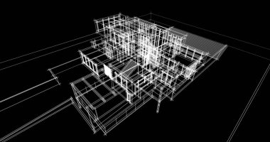 Arkaplanda mimari bina 3d illüstrasyon